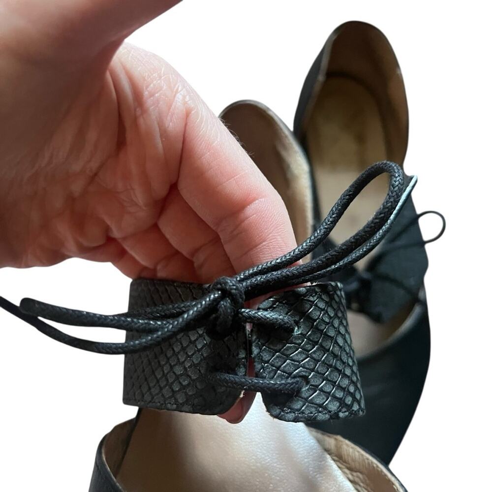 KMB | Anthropologie Lalia Cut Out Leather Oxford Flats Ballet Quiet Luxury Black - Picture 4 of 11